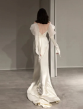 Niulatu Mermaid Straps Long Sleeves Satin Wedding Dresses HZ1110