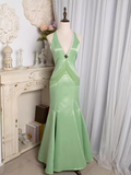 Niulatu Mermaid Halter Mint Green Long Prom Dresses HZ1110