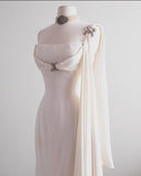 Niulatu Mermaid One Shoulder Long Chiffon Wedding Dresses HZ1110