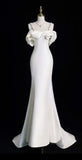 Niulatu Mermaid Straps Sleeveless Long Satin Wedding Dresses HZ1110