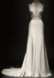 Niulatu Mermaid Halter Sleeveless Long Satin Wedding Dresses HZ1110
