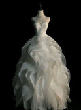 Niulatu Ball Gown Strapless Sleeveless Long Lace Wedding Dresses HZ1110