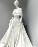 Niulatu Sheath Off The Shoulder Long Satin Wedding Dresses HZ1110
