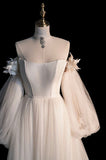 Niulatu A Line Off The Shoulder White Long Tulle Wedding Dresses HZ1110