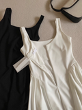 Niulatu A Line Straps Long Black Women's Holiday Dresses SD220