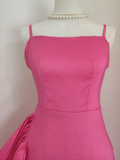 Niulatu Sheath Spaghetti Straps Hot Pink Satin Dinner Party Dresses Birthday Outfits SD394
