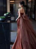 Niulatu Mermaid Strapless Sleeveless Satin Long Prom Dress HZ1110