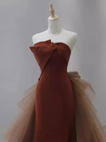 Niulatu Mermaid Strapless Sleeveless Satin Long Prom Dress HZ1110