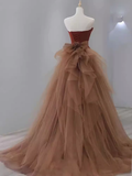 Niulatu Mermaid Strapless Sleeveless Satin Long Prom Dress HZ1110