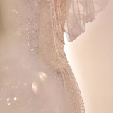 Niulatu Mermaid Spaghetti Straps Pink Tulle Long Prom Dress HZ1110