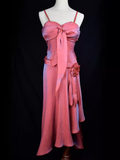 Niulatu Mermaid Straps Sleeveless Pink Long Prom Dresses HZ1110