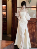 Niulatu Mermaid Off The Shoulder White Long Wedding Dresses HZ1110