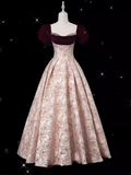 Niulatu Ball Gown Strapless Velvet Burgundy Prom Dress Long Pink Evening Dress HZ1110