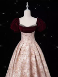 Niulatu Ball Gown Strapless Velvet Burgundy Prom Dress Long Pink Evening Dress HZ1110