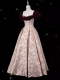 Niulatu Ball Gown Strapless Velvet Burgundy Prom Dress Long Pink Evening Dress HZ1110