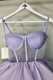 Niulatu Spaghetti Straps Sparkly A-Line Mini Homecoming Dress HZ1110