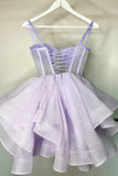 Niulatu Spaghetti Straps Sparkly A-Line Mini Homecoming Dress HZ1110