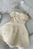 Niulatu Spaghetti Straps Sleeveless Beaded Satin A-Line Mini Homecoming Dress HZ1110