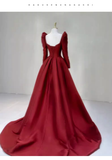 Niulatu Mermaid Long Sleeves Red Long Prom Dresses HZ1110