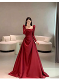 Niulatu Mermaid Long Sleeves Red Long Prom Dresses HZ1110