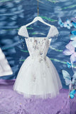 Niulatu Ball Gown Tulle Short Birthday Outfits White Homecoming Dress HZ1110