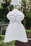 Niulatu A Line Strapless Short Birthday Outfits White Homecoming Dress HZ1110