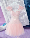 Niulatu A Line Straps Short Birthday Outfits Pink Homecoming Dress HZ1110
