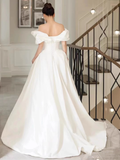 Niulatu Ball Gown Off The Shoulder White Long Wedding Dresses HZ1110
