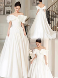 Niulatu Ball Gown Off The Shoulder White Long Wedding Dresses HZ1110