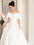 Niulatu Ball Gown Off The Shoulder White Long Wedding Dresses HZ1110
