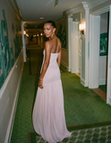 Niulatu Mermaid Strapless Neckline Pink Long Chiffon Party Dresses Prom Dress SD2028