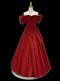Niulatu A Line Off The Shoulder Red Long Prom Dresses HZ1110