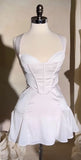 Niulatu A line Sleeveless Short Birthday Outfits White Homecoming Dress HZ1110