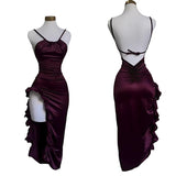 Niulatu High Low Halter Burgundy Birthday Outfits Homecoming Dress HZ1110