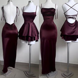 Niulatu A line Straps Burgundy Birthday Outfits Homecoming Dress HZ1110