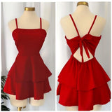 Niulatu A line Straps Red Birthday Outfits Bow Homecoming Dress HZ1110