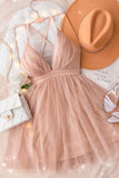 Niulatu A line Blush Pink Tulle Birthday Outfits Homecoming Dress HZ1110