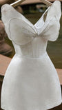 Niulatu A line Straps White Sequin Birthday Outfits Homecoming Dress HZ1110