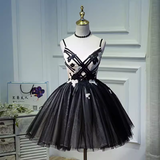 Niulatu A line Straps Black Birthday Outfits Tulle Homecoming Dress HZ1110