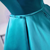 Niulatu A line V Neckline Blue Satin Birthday Outfits Homecoming Dress HZ1110