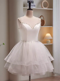 Niulatu Ball Gown Straps White Tulle Birthday Outfits Homecoming Dress HZ1110
