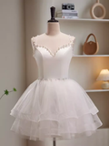 Niulatu Ball Gown Straps White Tulle Birthday Outfits Homecoming Dress HZ1110