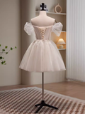 Niulatu Ball Gown Off The Shoulder White Tulle Birthday Outfits Homecoming Dress HZ1110