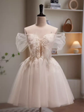 Niulatu Ball Gown Off The Shoulder White Tulle Birthday Outfits Homecoming Dress HZ1110