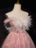 Niulatu Ball Gown Off The Shoulder Pink Tulle Birthday Outfits Homecoming Dress HZ1110
