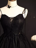 Niulatu Ball Gown Spaghetti Straps Black Tulle Birthday Outfits Homecoming Dress HZ1110