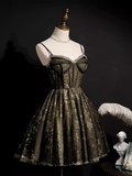 Niulatu Ball Gown Spaghetti Straps Black Tulle Birthday Outfit Homecoming Dress HZ1110