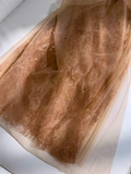 Niulatu Sheath One Shoulder Tulle Lace Champagne Birthday Outfit Homecoming Dresses HZ1110