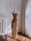 Niulatu Sheath One Shoulder Tulle Lace Champagne Birthday Outfit Homecoming Dresses HZ1110