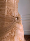 Niulatu Sheath One Shoulder Tulle Lace Champagne Birthday Outfit Homecoming Dresses HZ1110